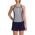 Women's Chlorine Resistant High Neck Zip Front Racerback Tankini Swimsuit Top, Front