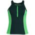 Women's Plus Size Chlorine Resistant High Neck Zip Front Racerback Tankini Swimsuit Top, Front