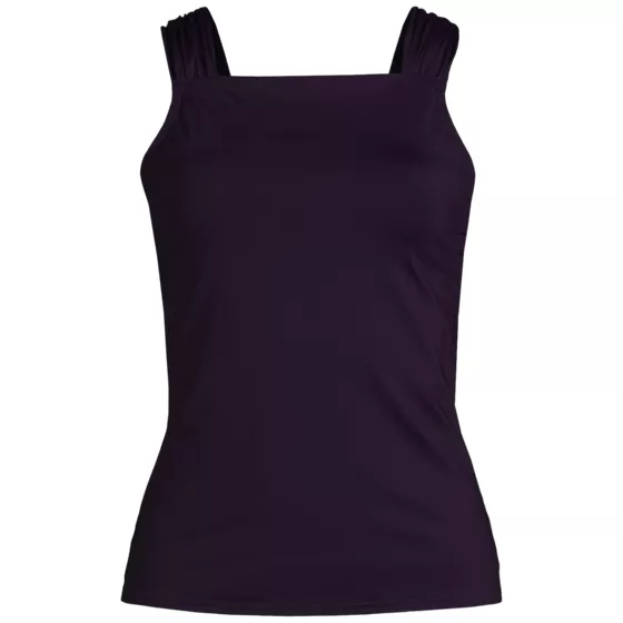 Women's Chlorine Resistant Cap Sleeve High Neck Tankini Swimsuit Top - primary