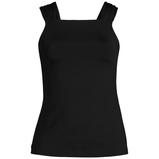 Women's Chlorine Resistant Cap Sleeve High Neck Tankini Swimsuit Top - primary