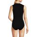 Women's High Neck Zip Front One Piece Swimsuit with Pockets, Back