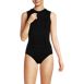 Women's High Neck Zip Front One Piece Swimsuit with Pockets, Front