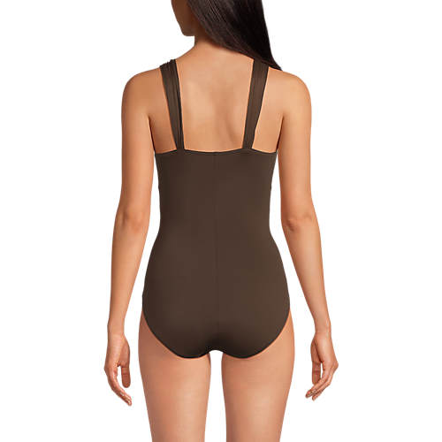Women's SlenderSuit Mesh Grecian Tummy Control Chlorine Resistant One Piece Swimsuit - Secondary