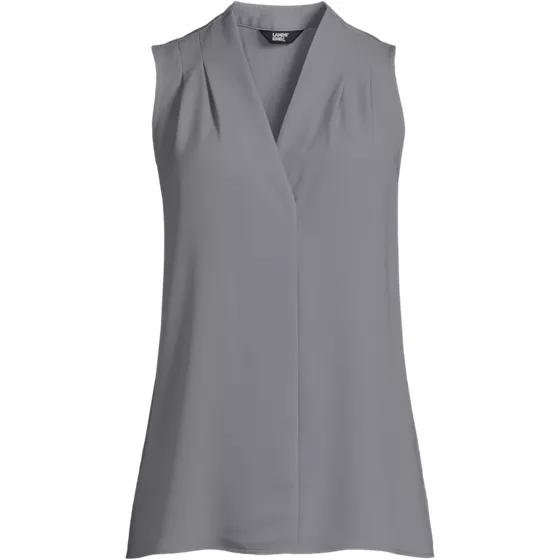 Women's Plus Poly Crepe Pleated V-neck Blouse - primary