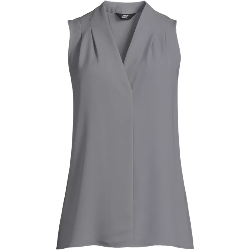 Women's Plus Poly Crepe Pleated V-neck Blouse, Front