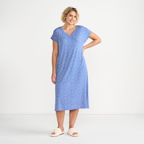 Women's Cooling Cap Sleeve Midi Nightgown, Front