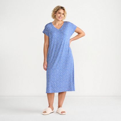 Women's Petite Short Sleeve Cooling Midi Nightgown - image 2