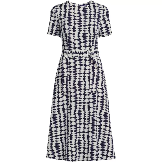 Women's Regular Poly Twill Short Sleeve Belted Dress - primary