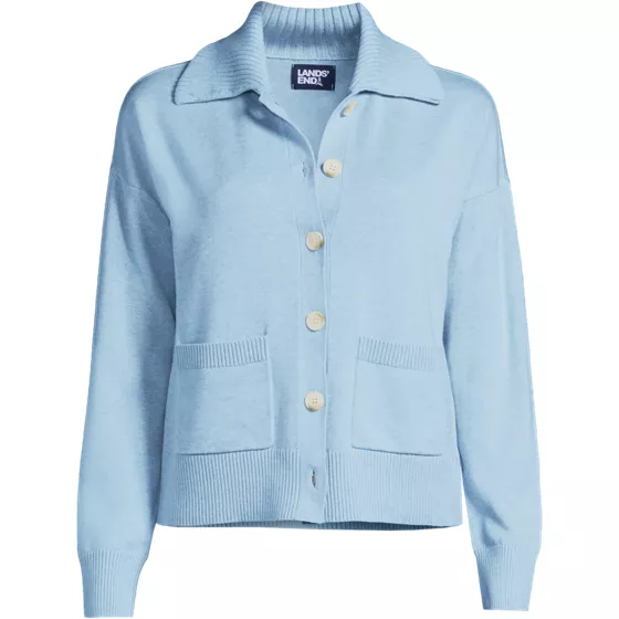 Women's Cotton Modal Collared Rib Cardigan Sweater - primary