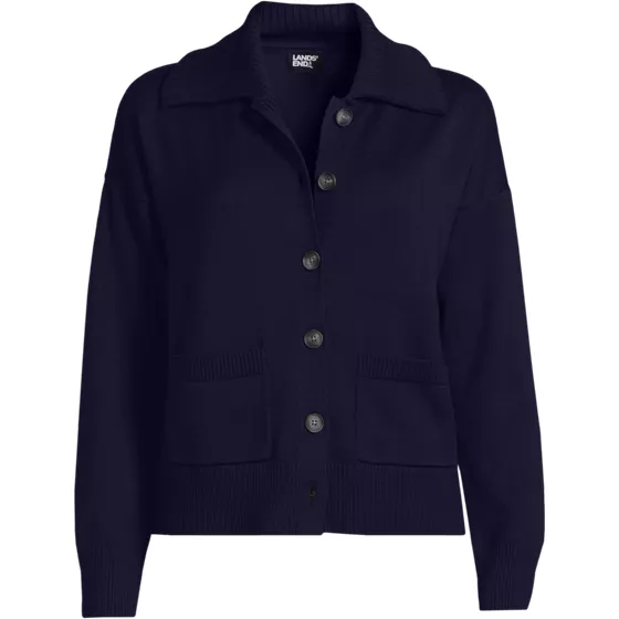 Women's Cotton Modal Collared Rib Cardigan Sweater - primary