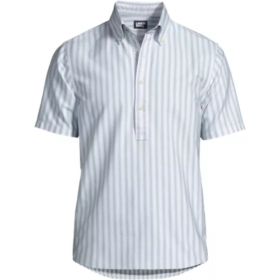 Men's Cotton Oxford Short Sleeve Button Collar Popover - primary