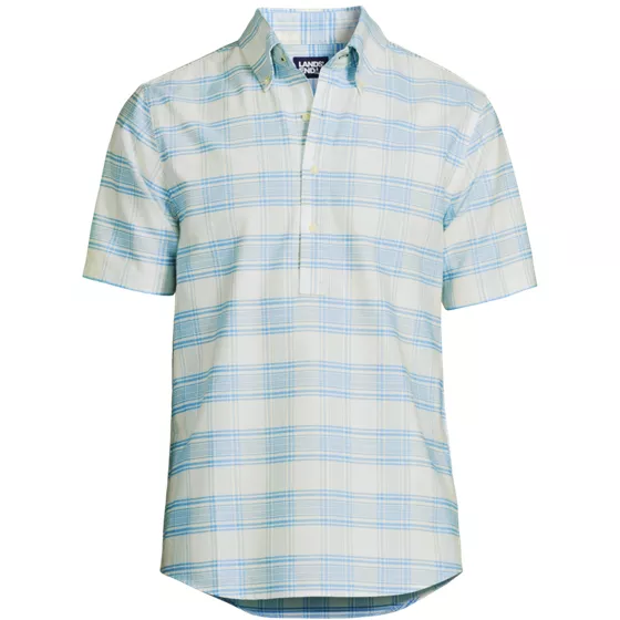 Men's Cotton Oxford Short Sleeve Button Collar Popover - primary