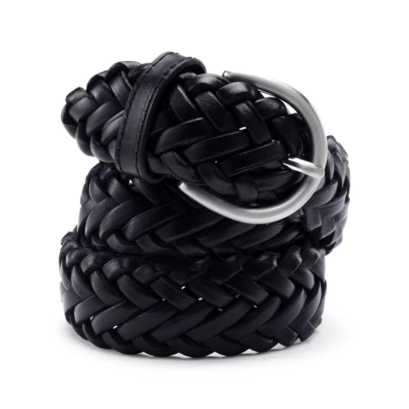 Women's Leather Braided Belt, Front