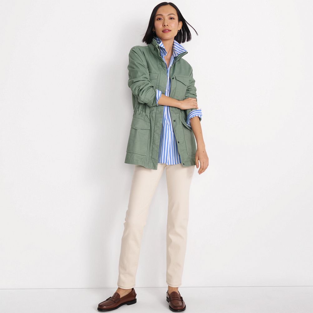 Women's Cotton Hooded Jacket with Cargo Pockets | Lands' End