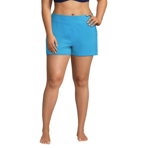 Hywell Women Plus Size Swim Capris Long Swim Shorts High Waisted