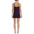 Women's Chlorine Resistant Smoothing Control Mesh High Neck Swim Dress One Piece Swimsuit, Back