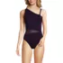 Women's Chlorine Resistant Smoothing Control Mesh High Leg One Shoulder One Piece Swimsuit, alternative image