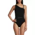 Women's Chlorine Resistant Smoothing Control Mesh High Leg One Shoulder One Piece Swimsuit, alternative image