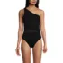Women's Chlorine Resistant Smoothing Control Mesh High Leg One Shoulder One Piece Swimsuit, Front