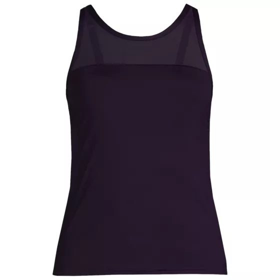 Women's Chlorine Resistant Smoothing Control Mesh High Neck Tankini Swimsuit Top - primary