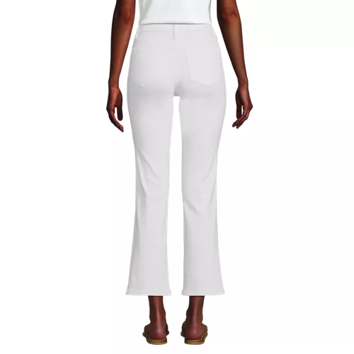 Women's High Rise Denim Button Front Kick Flare Crop Jeans, Back