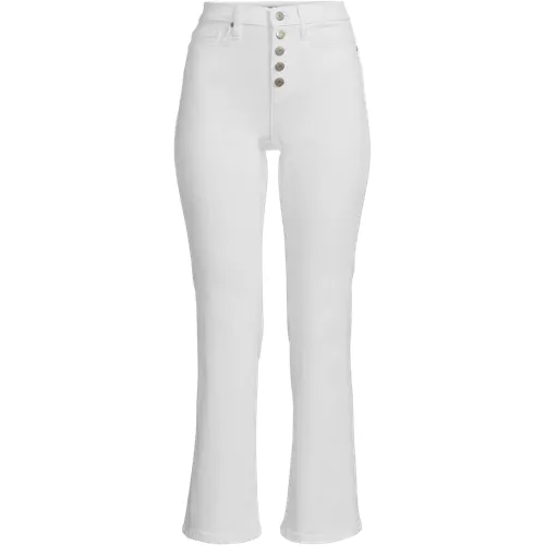 Women's High Rise Denim Button Front Kick Flare Crop Jeans, Front