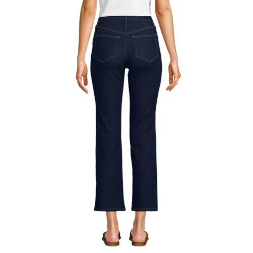  Lands' End Kurze Denim-schlagjeans, Damen, Größe:34 Regular, Blau, Elasthan/baumwoll-mischung/polyester-mischung, By Lands' End 