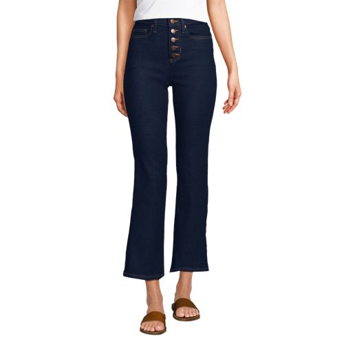  Lands' End Kurze Denim-schlagjeans, Damen, Größe:34 Regular, Blau, Elasthan/baumwoll-mischung/polyester-mischung, By Lands' End 