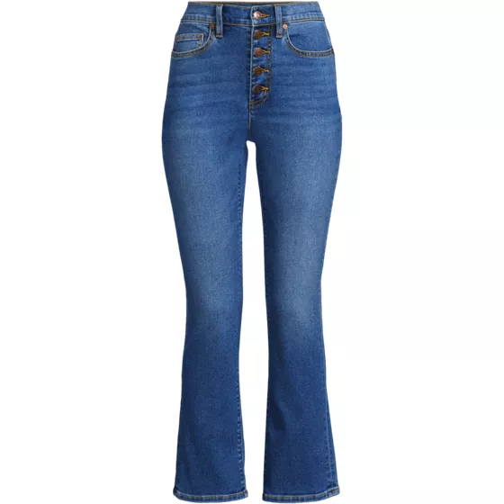 Women's Plus Size Recover High Rise Button Front Kick Flare Crop Jeans - primary