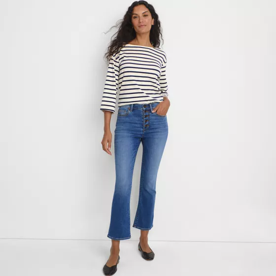Women's Recover High Rise Button Front Kick Flare Crop Jeans - primary