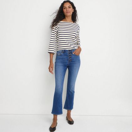 Women's Recover High Rise Button Front Kick Flare Crop Jeans - primary