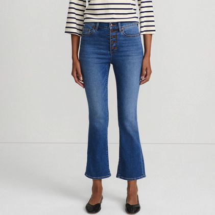 Women's Recover High Rise Button Front Kick Flare Crop Jeans - image 2