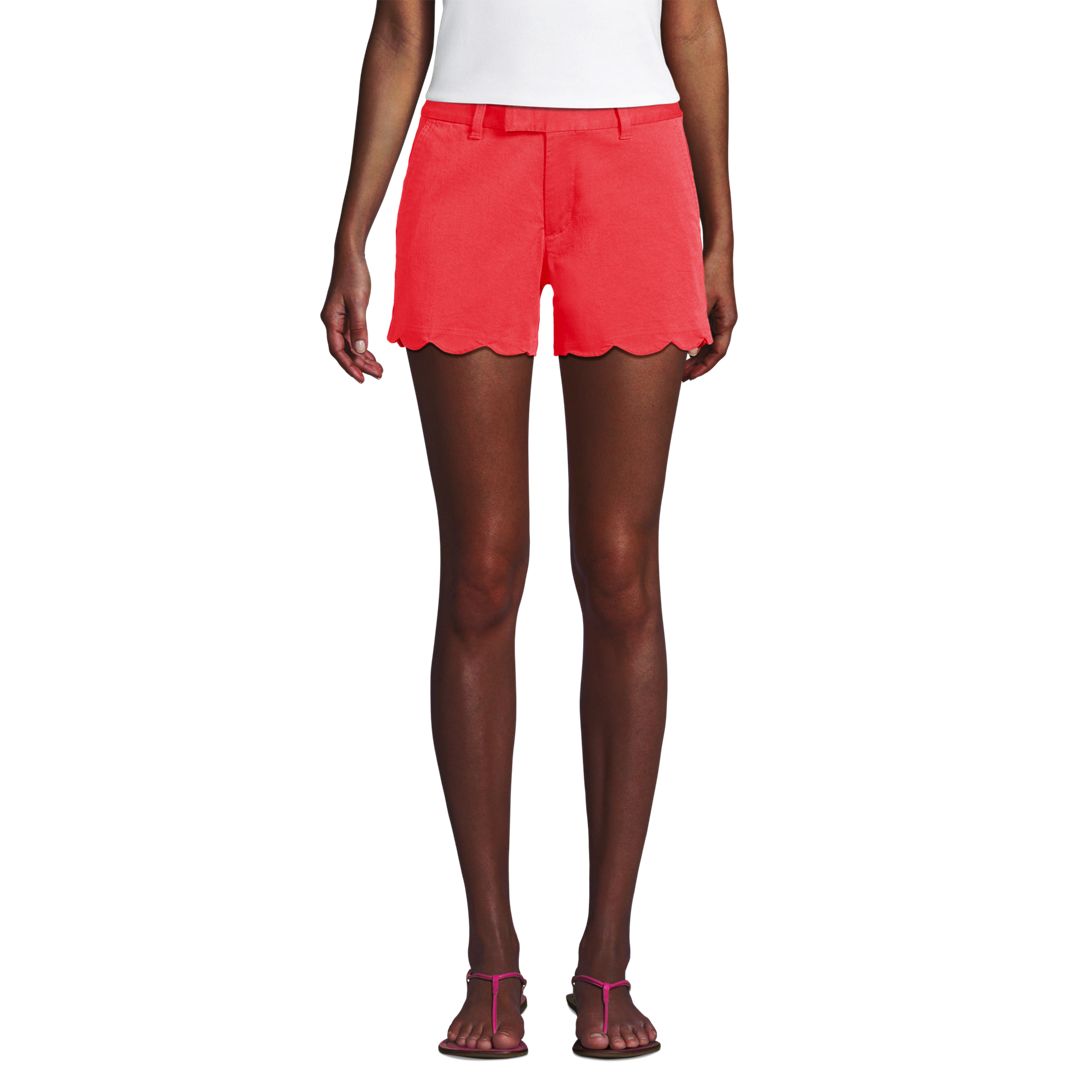 Women's Mid Rise Scallop Hem 5" Chino Shorts