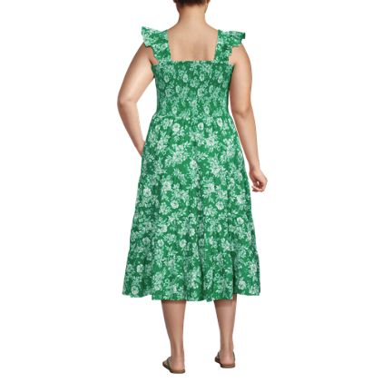 Women's Plus Size Cotton Dobby Smocked Dress with Ruffle Straps - image 2