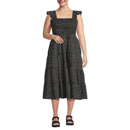 Women's Cotton Dobby Smocked Dress with Ruffle Straps - primary
