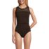 Women's Chlorine Resistant Smoothing Control Mesh High Neck One Piece Swimsuit, Front