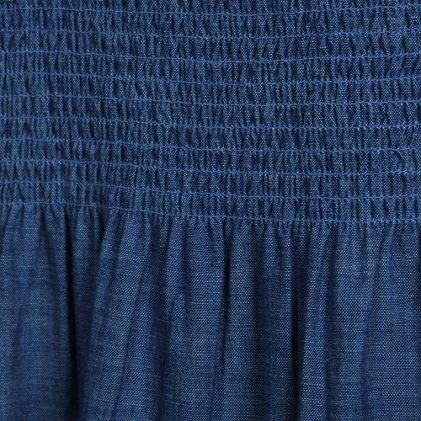 Women's Chambray Smocked Dress with Ruffle Straps - image 6