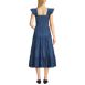 Women's Chambray Smocked Dress with Ruffle Straps, Back