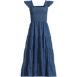 Women's Chambray Smocked Dress with Ruffle Straps, Front