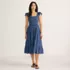 Women's Chambray Smocked Dress with Ruffle Straps, alternative image