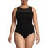 Women's Plus Size Chlorine Resistant Smoothing Control Mesh High Neck One Piece Swimsuit, Front
