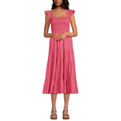 Women's Cotton Dobby Smocked Dress with Ruffle Straps - image 2