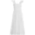 Women's Petite Cotton Dobby Smocked Dress with Ruffle Straps, Front