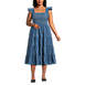 Women's Plus Size Chambray Smocked Dress with Ruffle Straps, Front