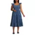 Women's Plus Size Chambray Smocked Dress with Ruffle Straps, Front
