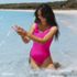 Women's Chlorine Resistant Texture High Leg Soft Cup Tugless Sporty One Piece Swimsuit, alternative image