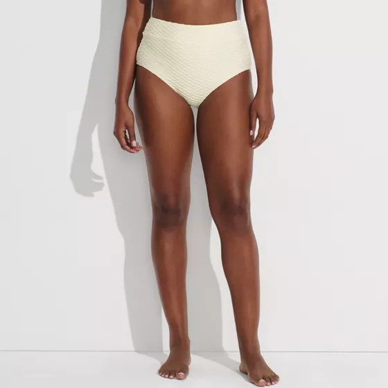 Women's Chlorine Resistant Texture High Waisted Bikini Swim Bottoms - primary