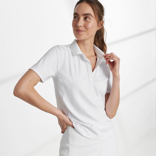 Polo Ralph Lauren Womens Classic Fit Mesh 5 Button Polo Shirt (L, White) at   Women's Clothing store