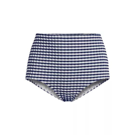 Women's Tummy Control Gingham Tugless High Waisted Bikini Bottoms - primary
