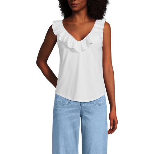 Women's Petite Lightweight Jersey Tank Top, Front